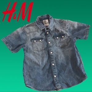 H&M Short Sleeve Denim Top (Size 6-7)